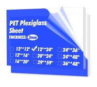 Art3d Paquete de 2 hojas de PET/plexiglás de 12 x 24 pulgadas, paneles de plástico transparente flexible de 3 mm para manualidades, marcos de fotos, letrero en blanco, proyecto de exhibición de
