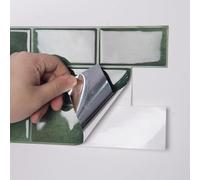 Art3d Paquete de 20 azulejos de cocina para despegar y pegar, azulejos de vinilo para metro, para baño, lavandería, caravana, estufa, 12 x 6 pulgadas, color verde