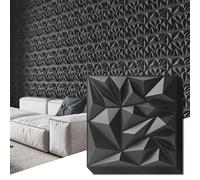 Art3d Paquete de 33 paneles de pared 3D para decoración de interiores, paneles modernos con textura de diamante para juegos, sala de estar, fondo de TV, 30 x 30 cm, color negro