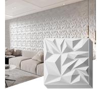 Art3d Paquete de 33 paneles de pared 3D para decoración de interiores, paneles modernos con textura de diamante para juegos, sala de estar, fondo de TV, 30 x 30 cm, color blanco