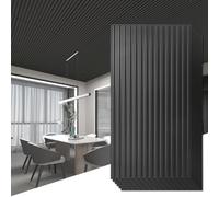 Art3d - Paquete de 6 paneles de pared 3D con diseño de láminas para decoración de paredes interiores, azulejos decorativos de PVC de 0,61 x 1,22 m, color negro