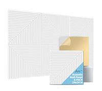 Art3d Paquete de 6 paneles de pared acústicos autoadhesivos para decoración del hogar, paneles de insonorización de 24 x 24 pulgadas para oficina, estudio, dormitorio, fibra de poliéster de alta