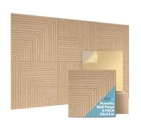 Art3d Paquete de 6 paneles de pared acústicos autoadhesivos para decoración del hogar, paneles de insonorización de 24 x 24 pulgadas para oficina, estudio, dormitorio, fibra de poliéster de alta