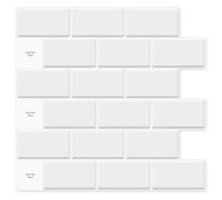 Art3dwallpanels 10 hojas de azulejos de despegar y pegar para cocina, azulejos de despegar y pegar de 12 x 12 pulgadas, diseño de metro blanco, blanco brillante