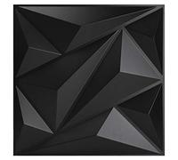 Art3dwallpanels Panel de pared 3D de PVC para decoración de pared interior en negro, panel de PVC de 19.7 x 19.7 pulgadas, paneles de pared texturizados 3D, paquete de 12 azulejos