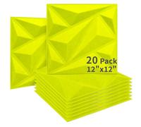 Art3dwallpanels Paneles acústicos con cinta, paquete de 20 paneles de pared insonorizados, paneles de amortiguación de sonido acústicos, paneles de pared 3D, paneles de absorción de sonido, 12 x 12