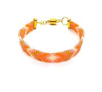 ARTAFFA STUDIO Pulsera piedra Delica MIYUKI Natural Mujer, Serie Cromatik Chakras Gamas Azul, Verde, Rojo, Naranja, Amarillo, Indigo y Violeta de 8mm + Tarjeta Regalo Artístico by (Naranja Dorado)