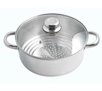 Artame, ART32956, Colador de vapor multidiámetro de acero inoxidable con tapa de cristal, Ø16 cm a Ø24 Cm