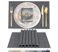 ARTAND Manteles Individuales Lavables Juego de 8 Salvamanteles y Duraderos Individuale Mesa de Plastico Mantel -02 Gris, Juego de 8