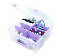 ArtBin Super Satchel - Caja de doble compartimento profundo, almacenamiento de arte con 8 compartimentos extraíbles, cierre inteligente para suministros de manualidades