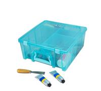 ArtBin Super Satchel - Organizador portátil de doble profundidad para arte y manualidades con asa, [1] estuche de almacenamiento de plástico, niebla acuática, polipropileno