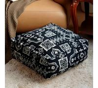 Artbloss Funda para puf otomana sin relleno, reposapiés suave al tacto, taburete de suelo, bolsa de frijol, almacenamiento para sala de estar, dormitorio, decoración del hogar (negro marroquí