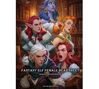Artbook - Fantasy Elf Female Head Sheet - Character References Vol.02: 250+ Graceful Elven Portraits with Elegant Faces, Hairstyles, and Emotional Expressions
