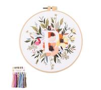 artcici Kits de bordado de plantas y flores, patrones de letra P para principiantes y adultos, kits de inicio de bordado de gama completa, suministros de costura de punto de cruz (letra P)