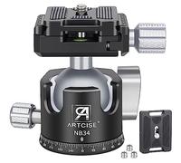 ARTCISE Cabeza de trípode de cámara de bajo Perfil, Cabeza de Bola panorámica CNC de 34 mm de Metal con Dos Placas de liberación rápida para trípode, DSLR, videocámara, telescopio, Carga máxima 15kg