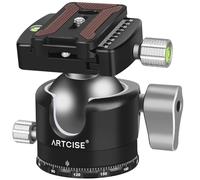 ARTCISE Cabezal de bola de trípode de perfil bajo, cabeza de bola panorámica de metal de 50 mm, compatible con placa de liberación rápida Arca de 1/4 pulgadas para trípode monopié deslizante