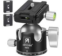 ARTCISE Cabezal de bola de trípode de perfil bajo, cabeza de trípode de cámara de metal, 44 libras/20 kg de carga con tres placas de liberación rápida Arca Swiss para trípode, monopié, DSLR, cámara