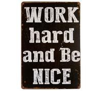 ArtClub Work Hard y Be Nice Metal Retro Tin Sign Dividicing Decoracin de pared del dormitorio en casa de placa antigua