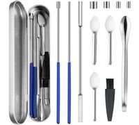 Artcome 12 piezas Versatile Capsule Filling Tool Kit for Pill Filler - Lab Scoops, Dual Ended Long Spoon, and Herb Tamper - Ideal Tools for Medication and Supplements - All Sizes 000 00 0 1 2 3 4 5