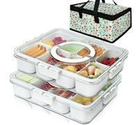 Artcome Bandeja dividida sellada con asa, 8 compartimentos y bolsa de transporte, ideal para organizar y transportar aperitivos y aperitivos, perfecta para comer al aire libre, picnics, barbacoas,