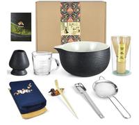 Artcome Bluestone Glaze Kit para Ceremonia de Té Japonesa, Cuenco Con Boquilla de Vertido, Batidor, Cuchara, Colador de Polvo Matcha, Juego para Hacer Usucha, Koicha