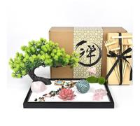 Artcome Jardín de Arena Zen japonés para Escritorio, Accesorios de Oficina, Bandeja Rectangular de Terapia de meditación Hecha a Mano, Herramienta de relajación Consciente