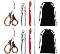 Artcome Juego de 10 herramientas de comida marina - 2 crab crackers, 2 cazoletas, 2 tenedores de cangrejo, 2 tijeras de mar y 2 bolsas de almacenamiento