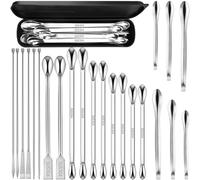 Artcome Juego de 23 espátulas de laboratorio de acero inoxidable 304, espátula de mezcla, cuchara de muestreo de laboratorio, cuchara de polvo para llenado de cápsulas vacías de píldoras