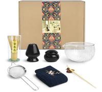 Artcome Juego de 9 piezas de té matcha japonés, cuenco de matcha con boquilla de vertido, batidor de matcha, cuchara de té, soporte para batidor, organizador de polvo de matcha, kit de ceremonia de
