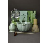 Artcome Juego de matcha japonés, cuenco de matcha con boquilla de vertido, batidor de matcha, cuchara de té, soporte para batidor, kit de ceremonia de matcha hecho a mano para ceremonia de té japonesa