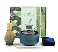 Artcome Kit completo de 7 piezas de ceremonia de matcha para ceremonia de té, cuenco con boquilla de vertido, batidor, cuchara de té, colador de polvo de matcha, juego de té matcha para hacer Usucha