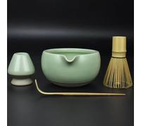Artcome Kit completo de ceremonia de té matcha de 4 piezas para ceremonia de té japonesa, cuenco con boquilla de vertido, batidor, soporte para batidor, cuchara de té, juego de té matcha para hacer