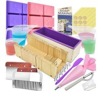 Artcome Kit completo de fabricación de jabón, suministros completos para hacer jabón con molde de silicona de 42 onzas, herramientas de corte de madera, moldes de panal, tazas medidoras y más para