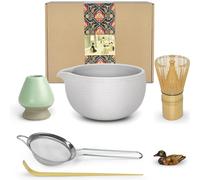 Artcome Kit de Ceremonia de Matcha Japonesa - Cuenco Con Boquilla de Vertido, Batidor, Cuchara, Colador - Juego Para Hacer Usucha, Koicha y Matcha