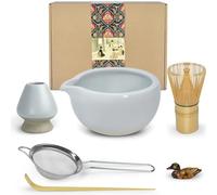 Artcome Kit de ceremonia de matcha para ceremonia de té japonesa, cuenco con boquilla de vertido, batidor, cuchara de té, colador de polvo matcha, juego de té matcha para hacer Usucha, Koicha y Matcha