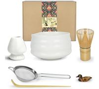 Artcome Kit de ceremonia de matcha para ceremonia de té japonesa, cuenco tradicional de matcha, batidor, cuchara de té, colador de polvo de matcha, juego de té matcha para hacer Usucha, Koicha y
