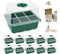 Artcome Paquete de 10 bandejas de iniciación de semillas, 6 celdas cada una con eyector push-up, kit de inicio de semillas para un crecimiento rápido y plántulas saludables en casa, 60 células en