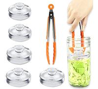 Artcome Paquete de 5 pesas de fermentación de vidrio con mango de fácil agarre y diseño de textura único para tarros grandes de boca ancha