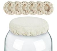 Artcome Paquete de 6 fundas reutilizables para tarros de masa madre - Tapas de algodón para principiantes de masa madre, kombucha y tarros de fermentación, tapas de algodón 100% orgánico sin blanquear