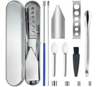 Artcome Versátil juego de herramientas de llenado de cápsulas para rellenador de pastillas, pala de laboratorio, bandeja de polvo, trituradora de hierbas y soporte de cápsulas, herramienta ideal para