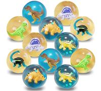ArtCreativity - Bolas de rebote de 5,1 cm para niños y niñas con dinosaurios 3D en el interior (12 unidades)