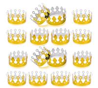 ArtCreativity Gold Foil Birthday Party Crowns for Kids Bulk Pack of 24 Golden Paper Birthday Hats in 2 Fun Designs Adjustable