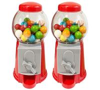ArtCreativity Gumball Machine for Kids, Set of 2, 5.25 Inch Desktop Bubble Gum Mini Candy Dispenser, Money Saving Coin Bank, Valentines Gift for Kids, Vintage Office Desk Decoration- Gumballs Included