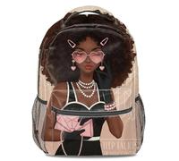 ArtDeco Style Fashion Illustration - Mochila con estampado completo para mujer negra, ideal para viajes y uso diario, diseñada para mujeres, 02., L