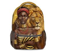 ArtDeco Style Fashion Illustration - Mochila con estampado completo para mujer negra, ideal para viajes y uso diario, diseñada para mujeres, 01., L