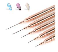 Artdone - Juego de 5 pinceles de metal para arte de uñas, color cobre, para líneas largas, detalles finos, dibujo fino, pincel delineador de ojos