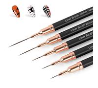 Artdone Juego de 5 pinceles de metal para delineador de ojos, color negro, para líneas largas, detalles finos, delineador de ojos