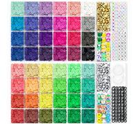ARTDOT 10982 Piezas Abalorios para Hacer Pulseras, 48 Colores Clay Beads Kit Pulseras, Friendship Bracelet Kit Hacer Pulseras DIY Manualidades Regalo Niña