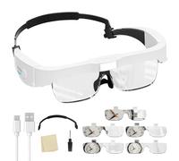 ARTDOT Gafas Lupas con Luz 3 Led para Manualidades, 5 lupas de Gran Aumento con luz, lampara Lupa para Diamond Painting, Lectura, Costura, Relojero, Electronica