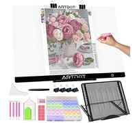 ARTDOT Pintura Diamante Accesorios, Mesa de Luz A2(3 Niveles de Brillo) Con Diamond Painting Accesorios y Cable USB Para Animación, Tatoo, Dibujo y Pintura Diamante.